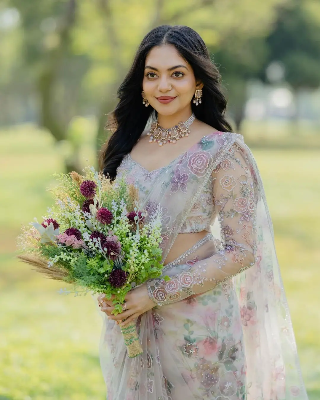 AHAANA KRISHNA IN BLUE SAREE BLOUSE